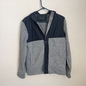 Banana Republic Mens Jacket Size M Blue Gray Coloblock Long Sleeves Hoodie